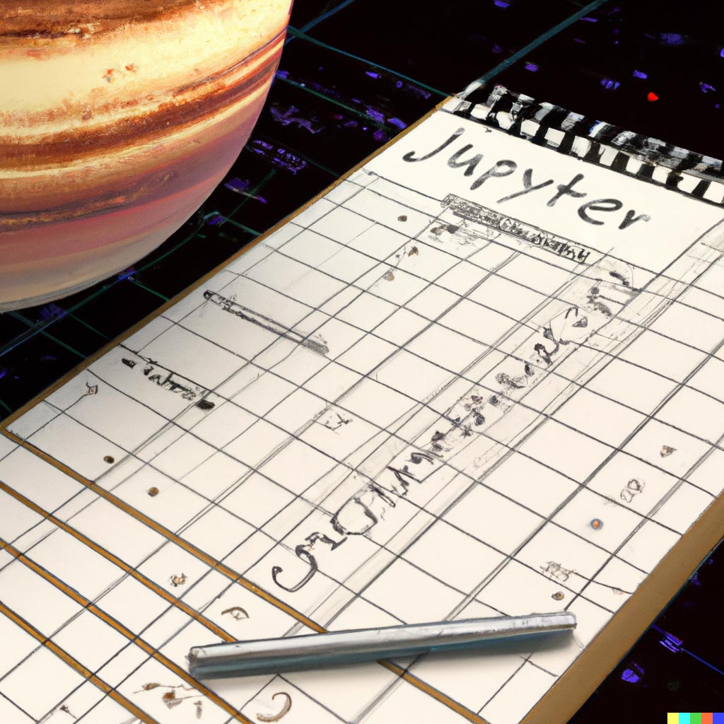 DALL·E prompt: spreadsheet on the planet Jupiter, 3d render
